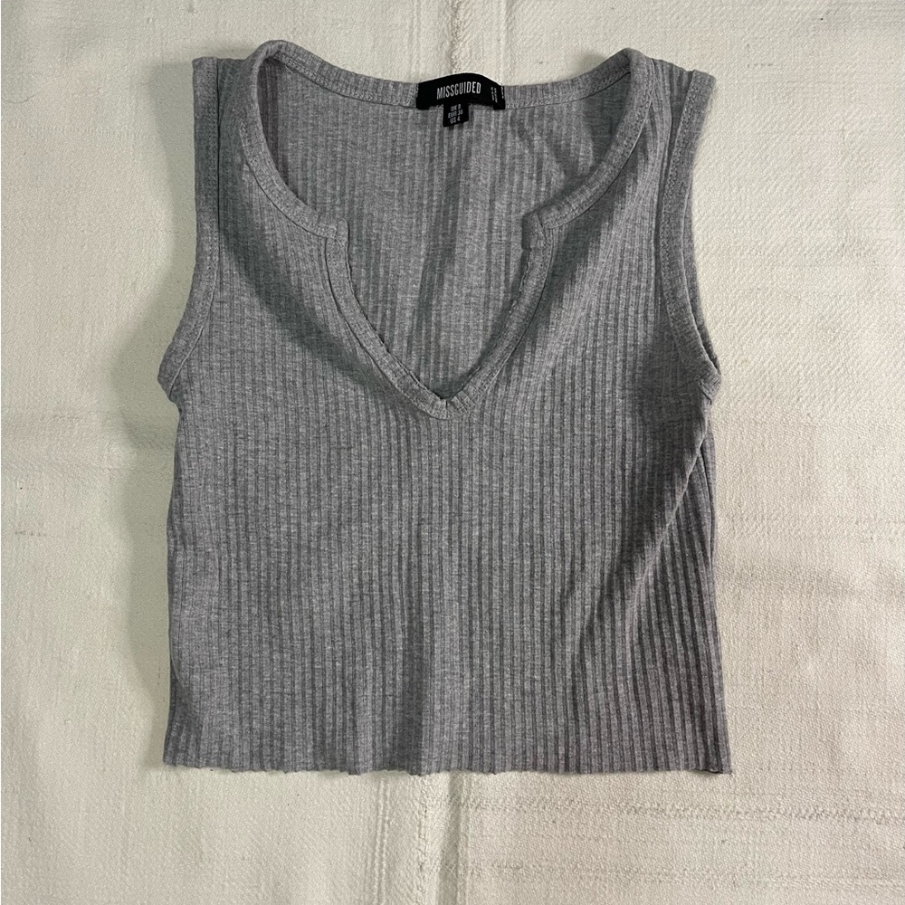 Missguided Gray Ribbed Tank Top